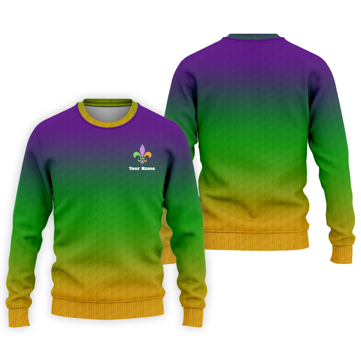 Mardi Gras Purple Gold Green Blended Color Golf Ball Pattern Golf Tops For Men, Polo ShirtFor Men