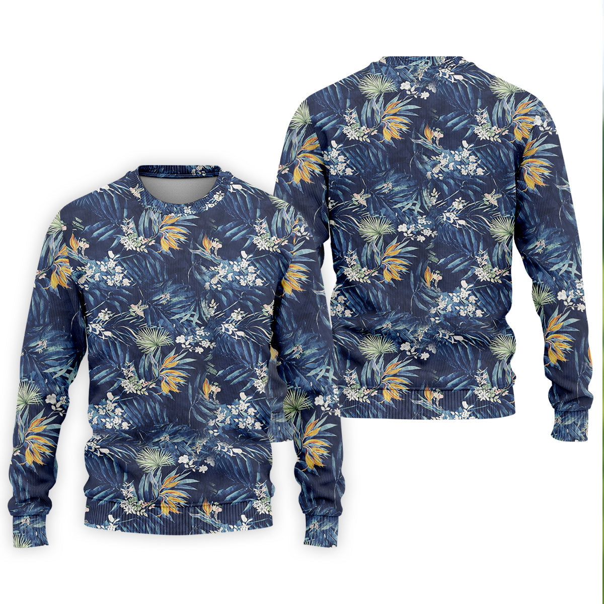 Navy Palm Tropical Hawaiian Vibe Golf Tops For Men, Golf Shirts For Men, Golf Gift For Men
