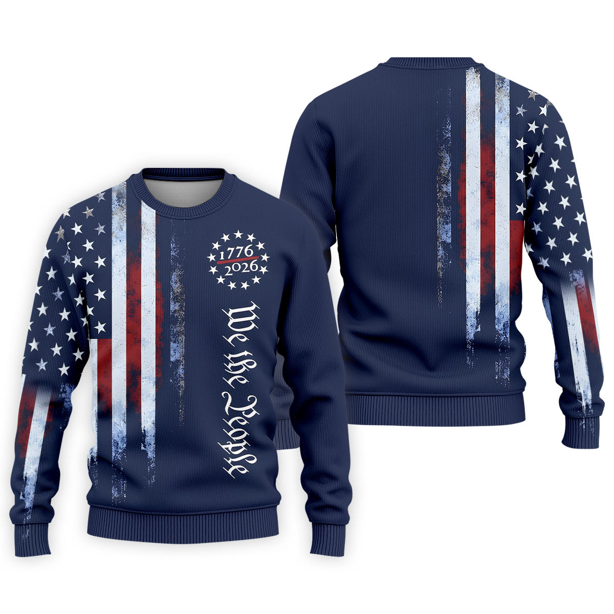 We The People 250 Years Navy Vintage Golf Shirt, Patriotic 4th Of July Golf Shirts For Men