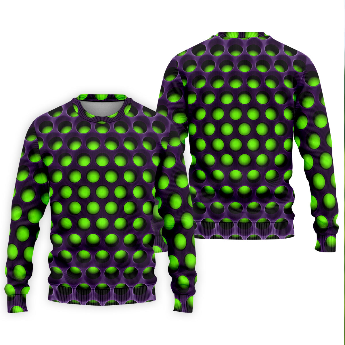 3D Effect Circular Pattern Green Golf Shirt, Cool Golf Outfit, Men's Funny Golf Shirts, Polo ShirtFor Men