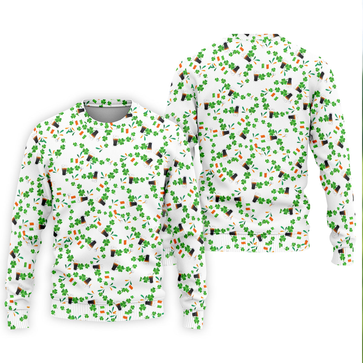 Dark Stout Beer St Patrick's Day Shamrocks White Golf Shirt, Polo ShirtFor Men, Golf Shirts For Men