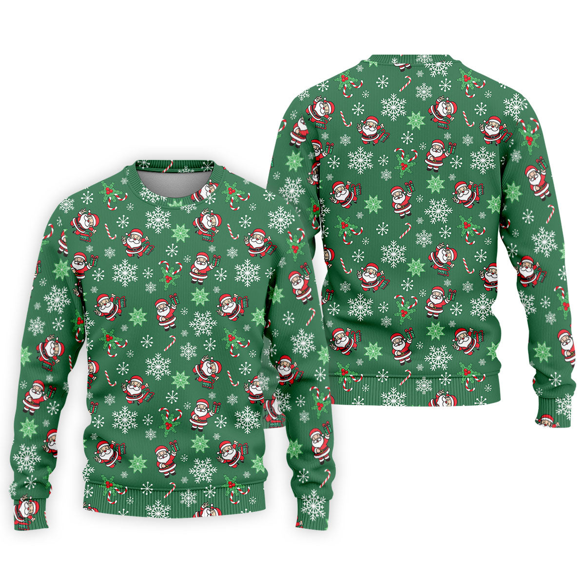 Santa Claus Pattern Christmas Green Golf Tops For Men, Christmas Golf Shirt, Polo ShirtFor Men