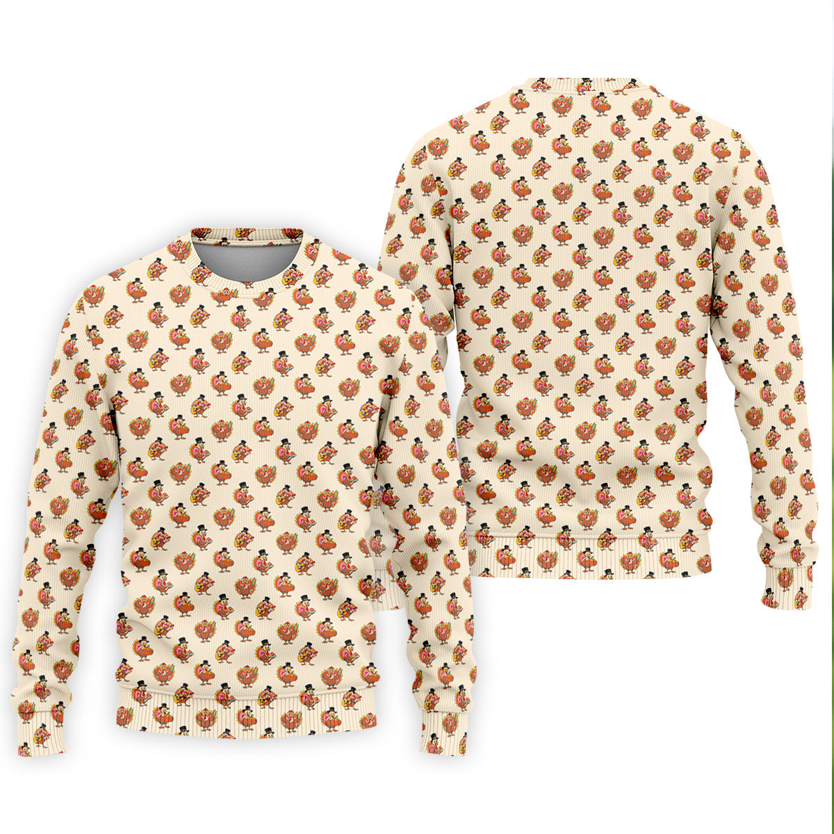 Festive Turkey Thanksgiving Holiday Beige Golf Tops For Men, Polo Shirtor Men, Golf Gift For Men