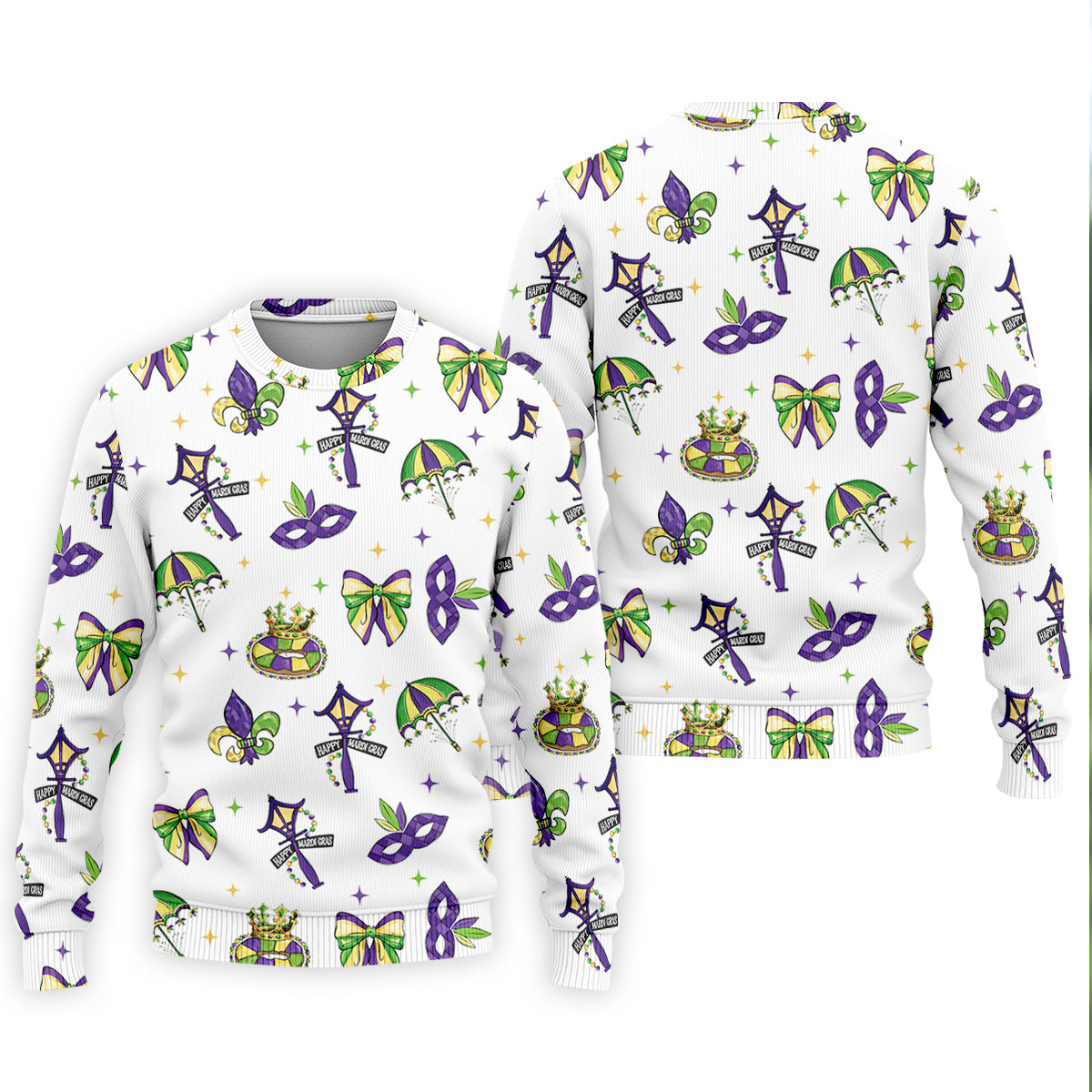 Fleur De Lis Carnival Masks Happy Mardi Gras White Golf Shirt, Polo ShirtFor Men, Golf Shirts For Men