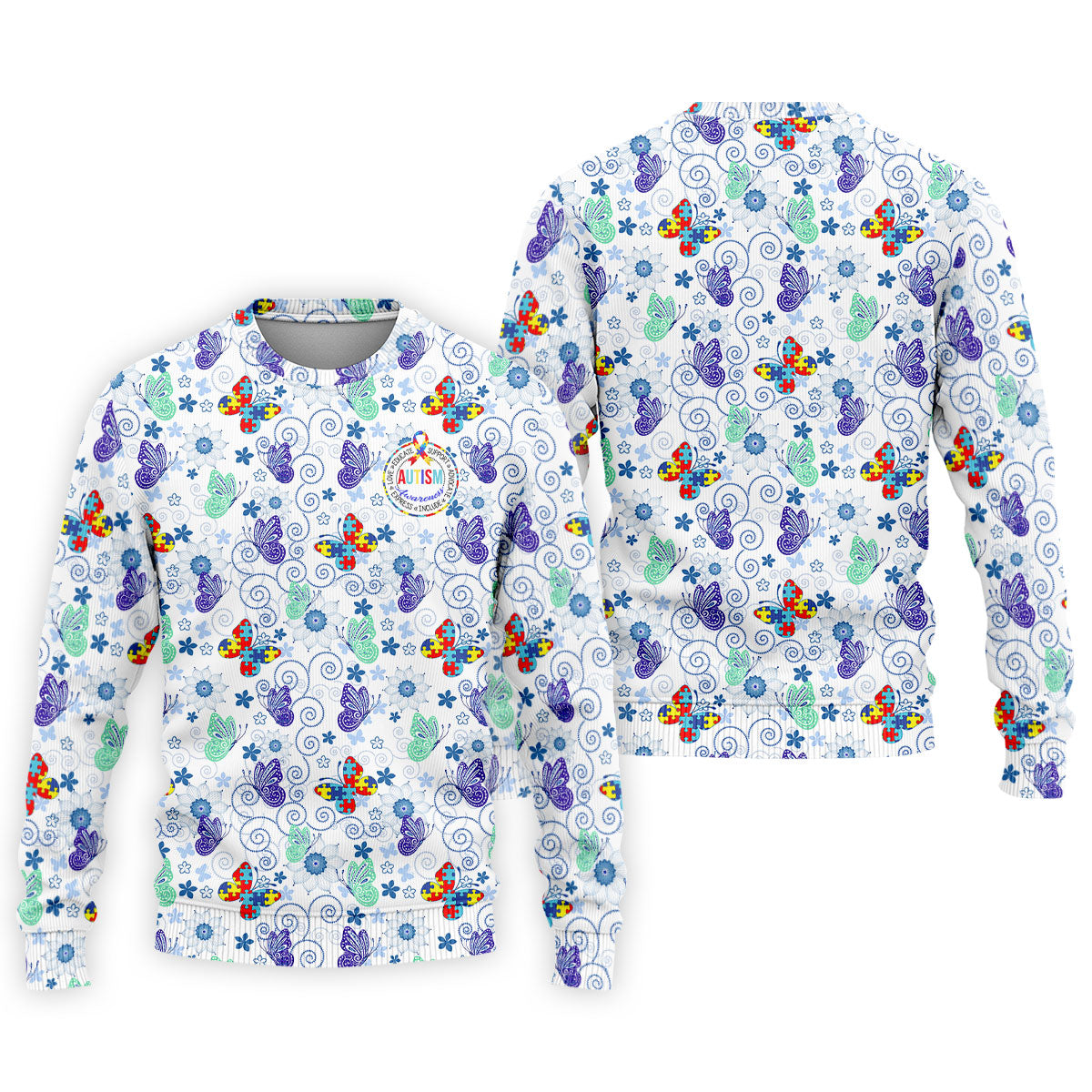 Autism Awareness Colors Puzzles Butterfly Floral Golf Shirt, Golf Tops For Men, Golf Shirts For Men