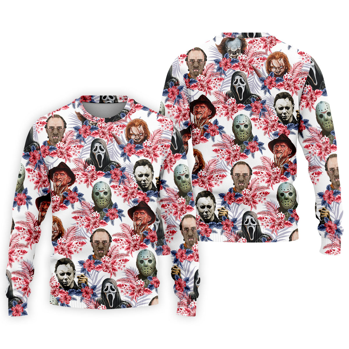 Tropical Horror Character Halloween Golf Shirt, Mens Golf Apparel, Hawaiian Golf Shirt