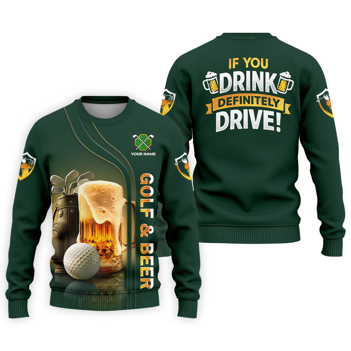 If You Drink Definitely Drive Golf And Beer St Patrick's Day Green Golf Shirts For Men, Golf Gift For Men