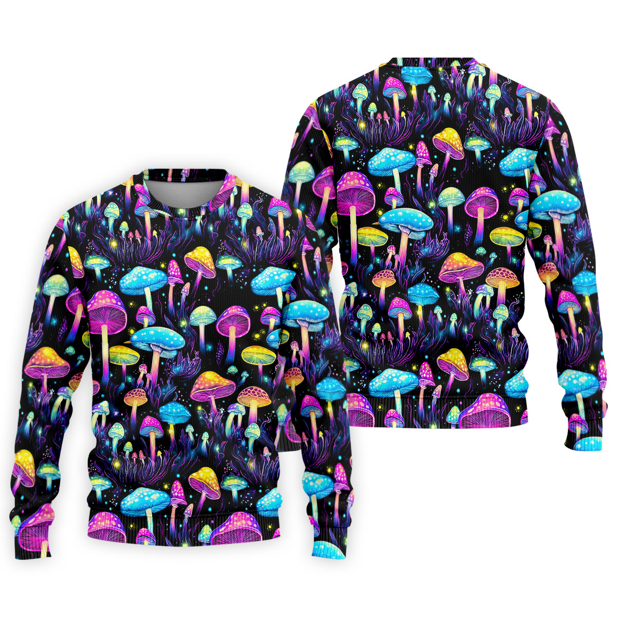 Colorful Neon Mushroom Fantasy Forest Golf Shirt, Mens Golf Polo, Golf Apparel For Men, Printed Golf Shirts