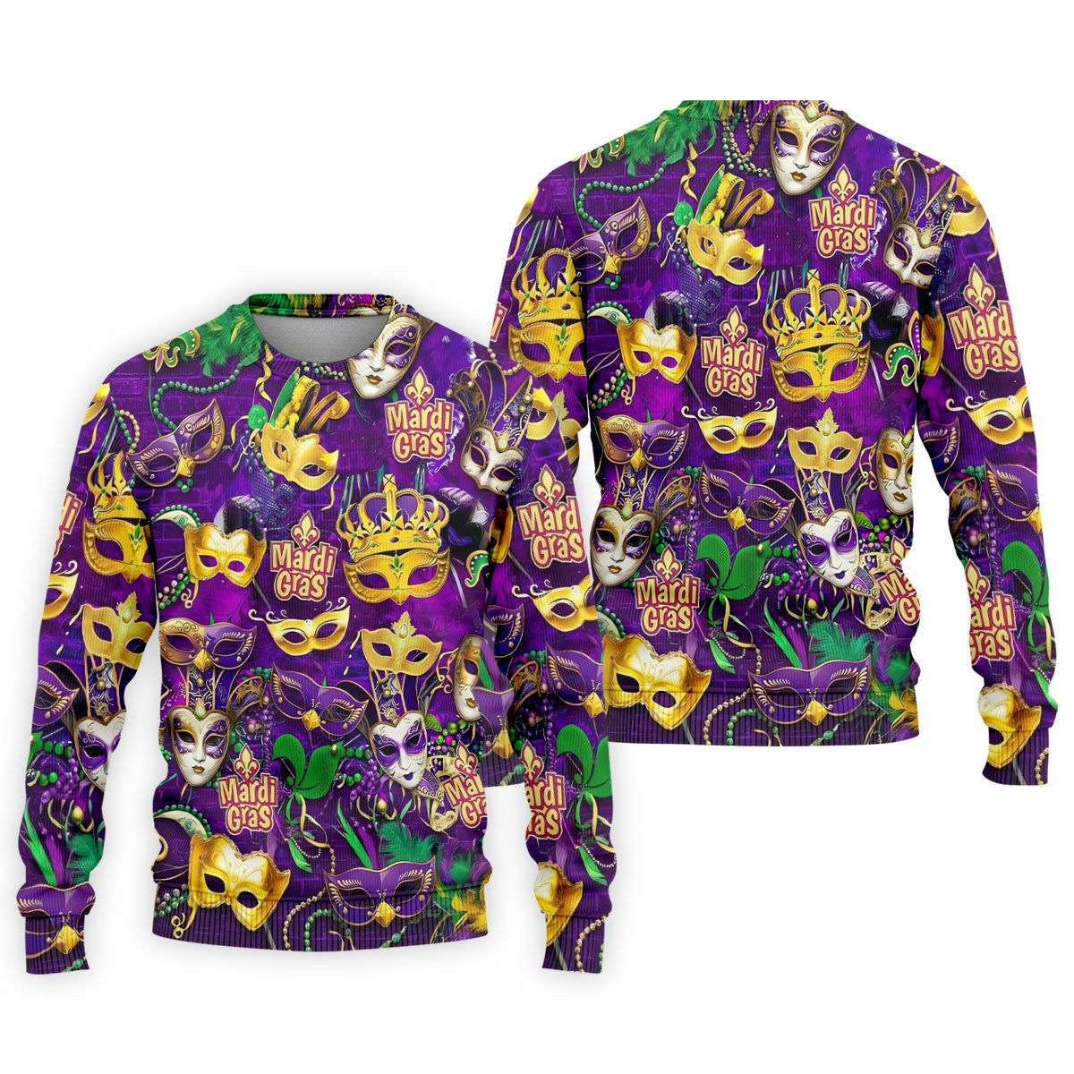 Purple Green Gold Festival Mask Mardi Gras Golf Shirt, Golf Tops For Men, Golf Shirts For Men
