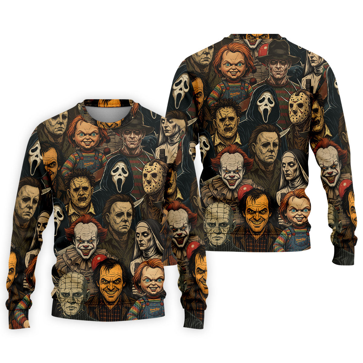 Horror Halloween Character Halloween Men's Polo Shirt Horror Movie Shirt, Mens Golf Shirts, Halloween Golf Shirt
