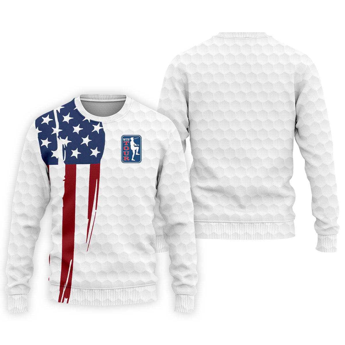 Golf Ball Pattern WTF Tour US Flag 4th Of July Patriotic Golf Shirt, 250th Anniversary Polo ShirtFor Men