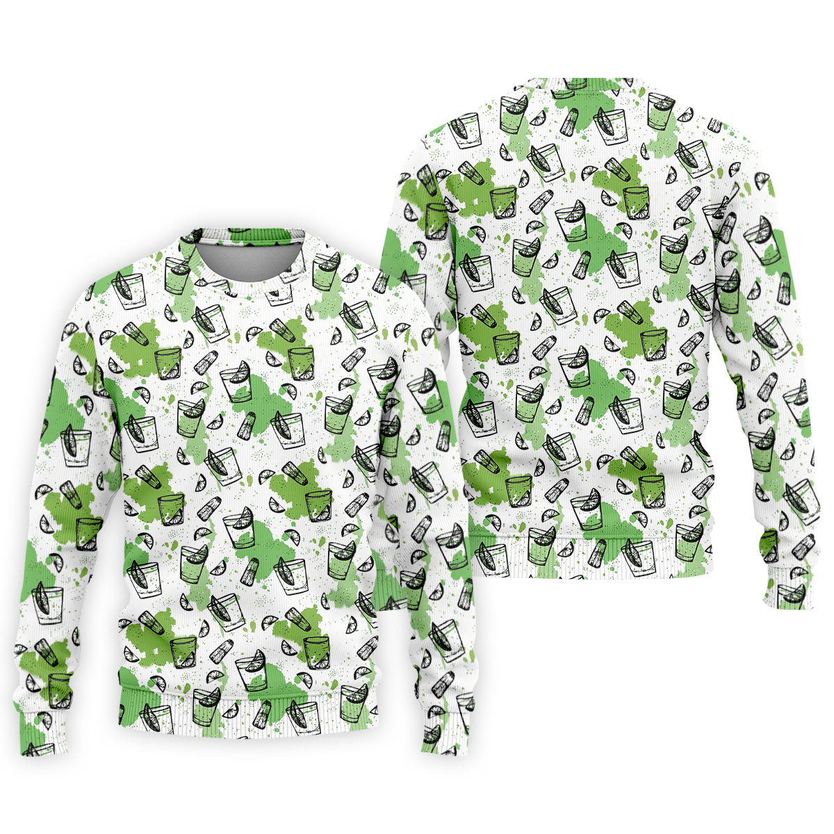 Green Cocktail Splash Pattern Golf Shirt, Mens Golf Shirts, Hawaiian Golf Shirt, Golf Polo Shirts For Men