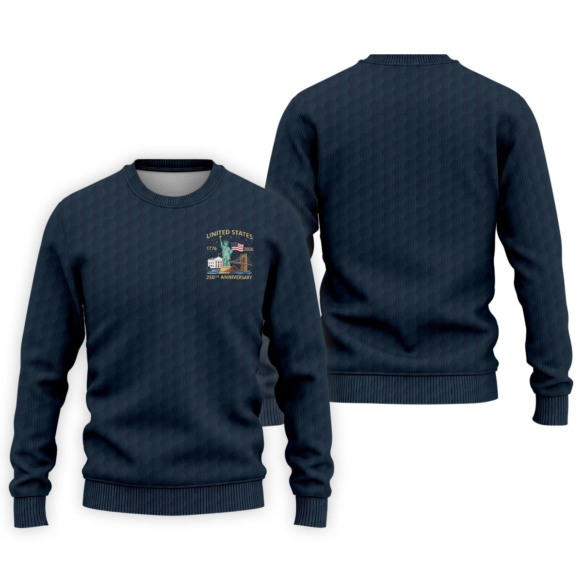 United States 250th Anniversary Golf Ball Pattern Navy Golf Shirt, 4th Of July Patriotic Golf Shirts For Men