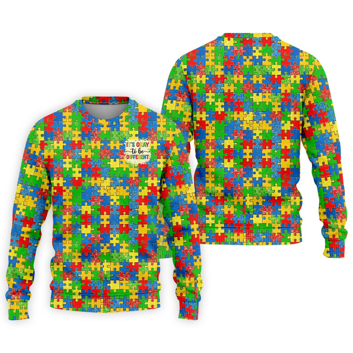 It's Okay To Be Different Colorful Puzzle Pattern Autism Awareness Men's Golf Shirt, Polo ShirtFor Men