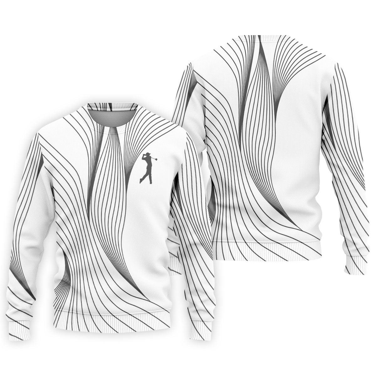 Geometric Line Wavy Line Black And White Golf Shirts For Men, Men's Golf Shirt, Polo ShirtFor Men