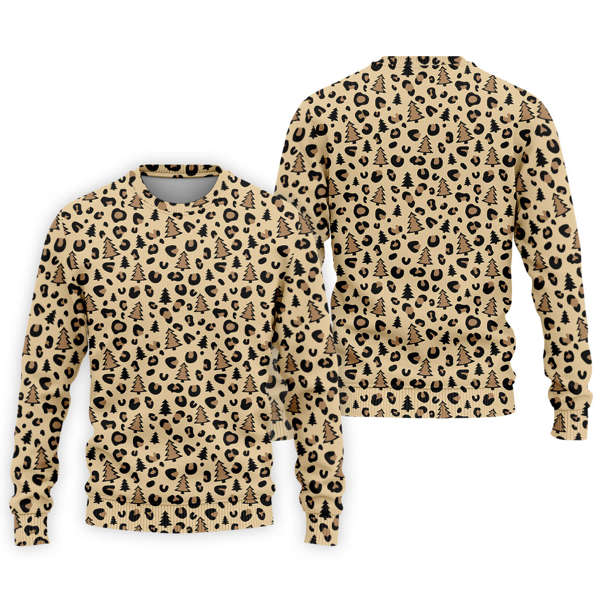 Xmas Pine Tree Leopard Pattern Brown Golf Shirt, Christmas Golf Shirt, Cute Golf Outfit, Polo ShirtFor Men