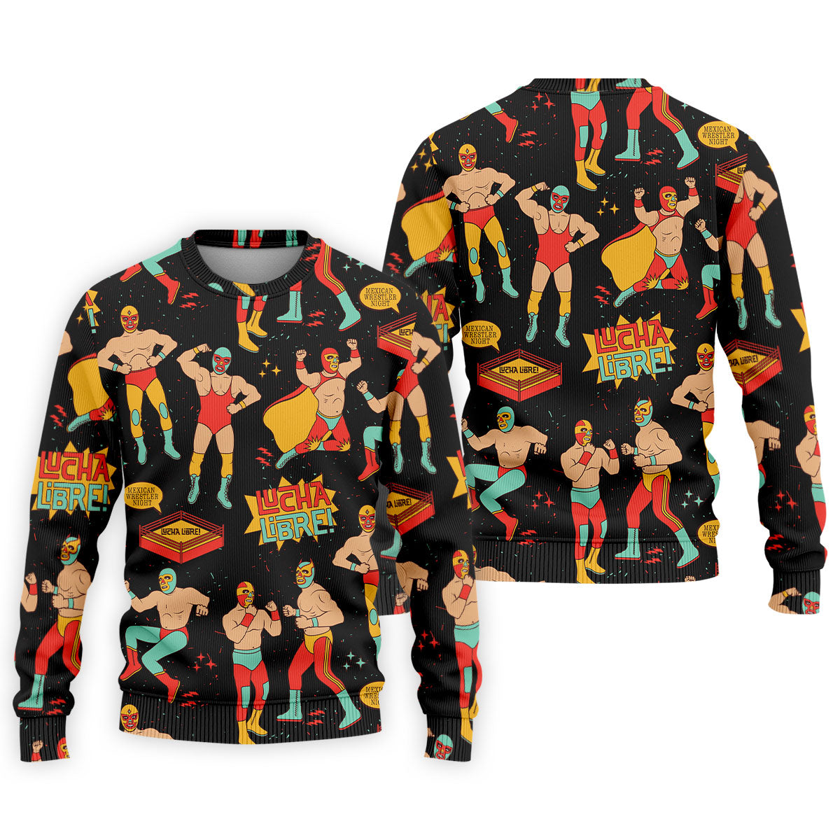 Black Lucha Libre Mexican Wrestler Pattern Golf Shirt, Golf Shirts For Men, Mens Golf Apparel