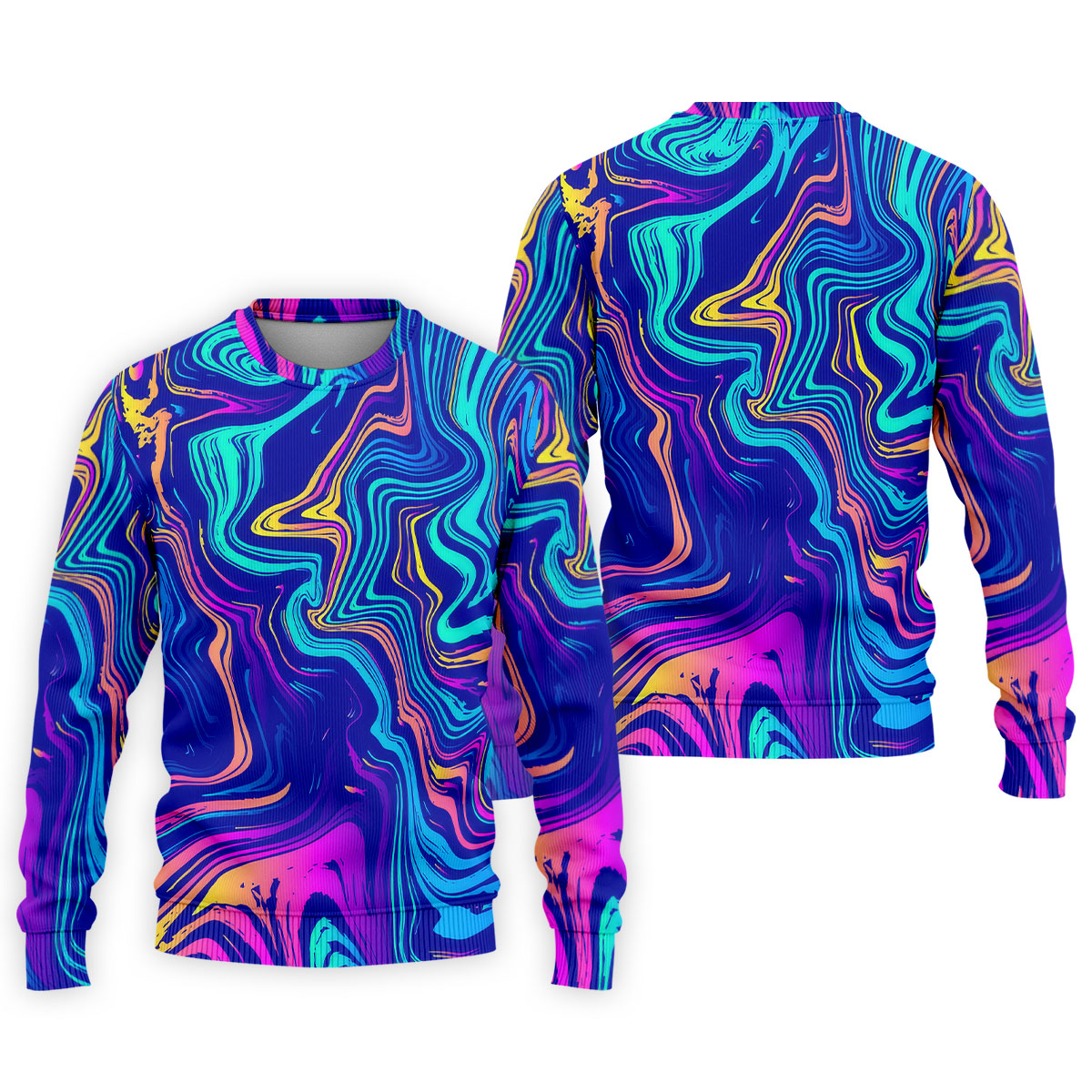 Vibrant Abstract Liquid Pattern Golf Shirt, Mens Polo Shirt, Performance Golf Shirt, Hawaiian Golf Shirt