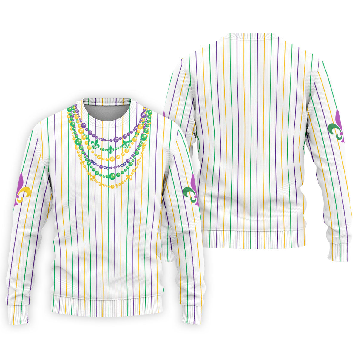 Mardi Gras Beads Necklaces Print White Golf Shirt, Golf Tops For Men, Polo ShirtFor Men, Golf Shirts For Men