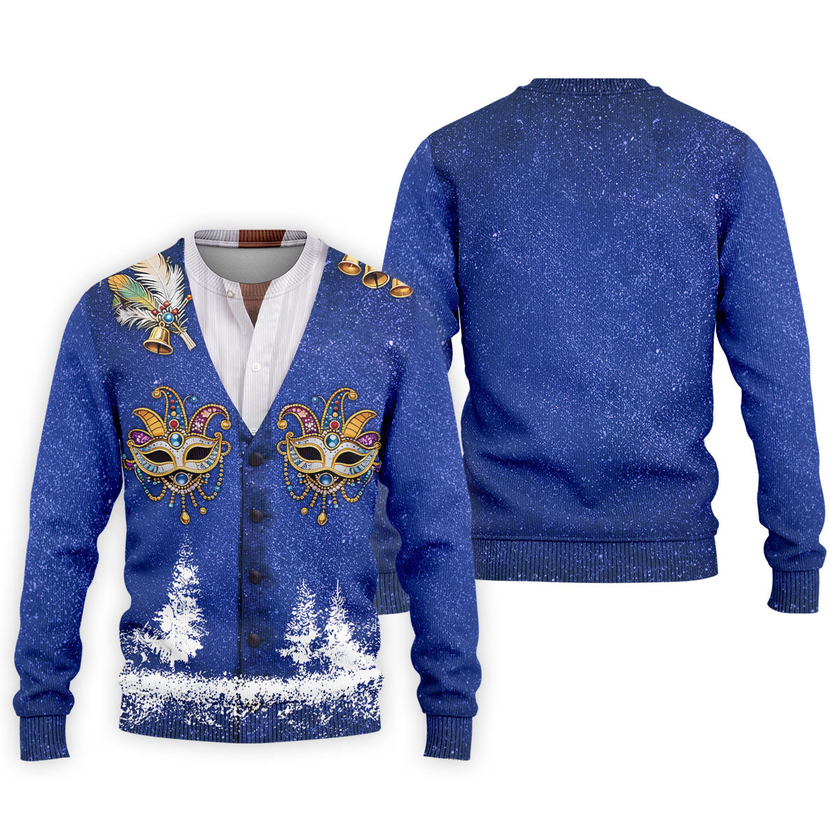 Masquerade Mask Feather Mardi Gras Glitter Print Blue Golf Shirt, Polo ShirtFor Men, Golf Shirts For Men