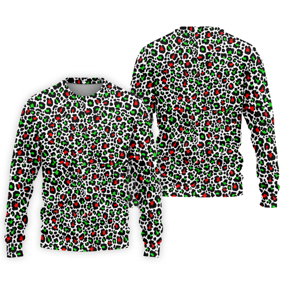 Leopard Pattern Xmas Pine Tree Green And Red Golf Tops For Men, Christmas Golf Shirt, Polo Shirt Men