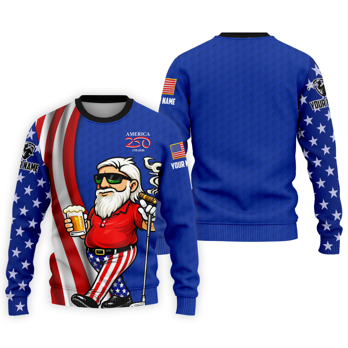 America 250 Patriotic Man 4th Of July Navy Golf Shirt, Golf And Beer Golf Shirts For Men