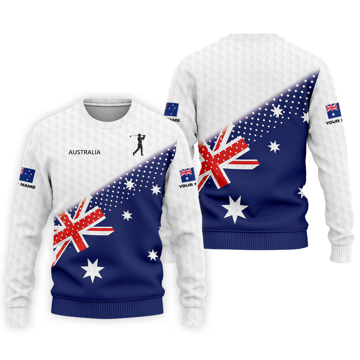 Golf Ball Pattern Australia Flag Print Men's Golf Top, Polo Shirt Men, Golf Shirts For Men