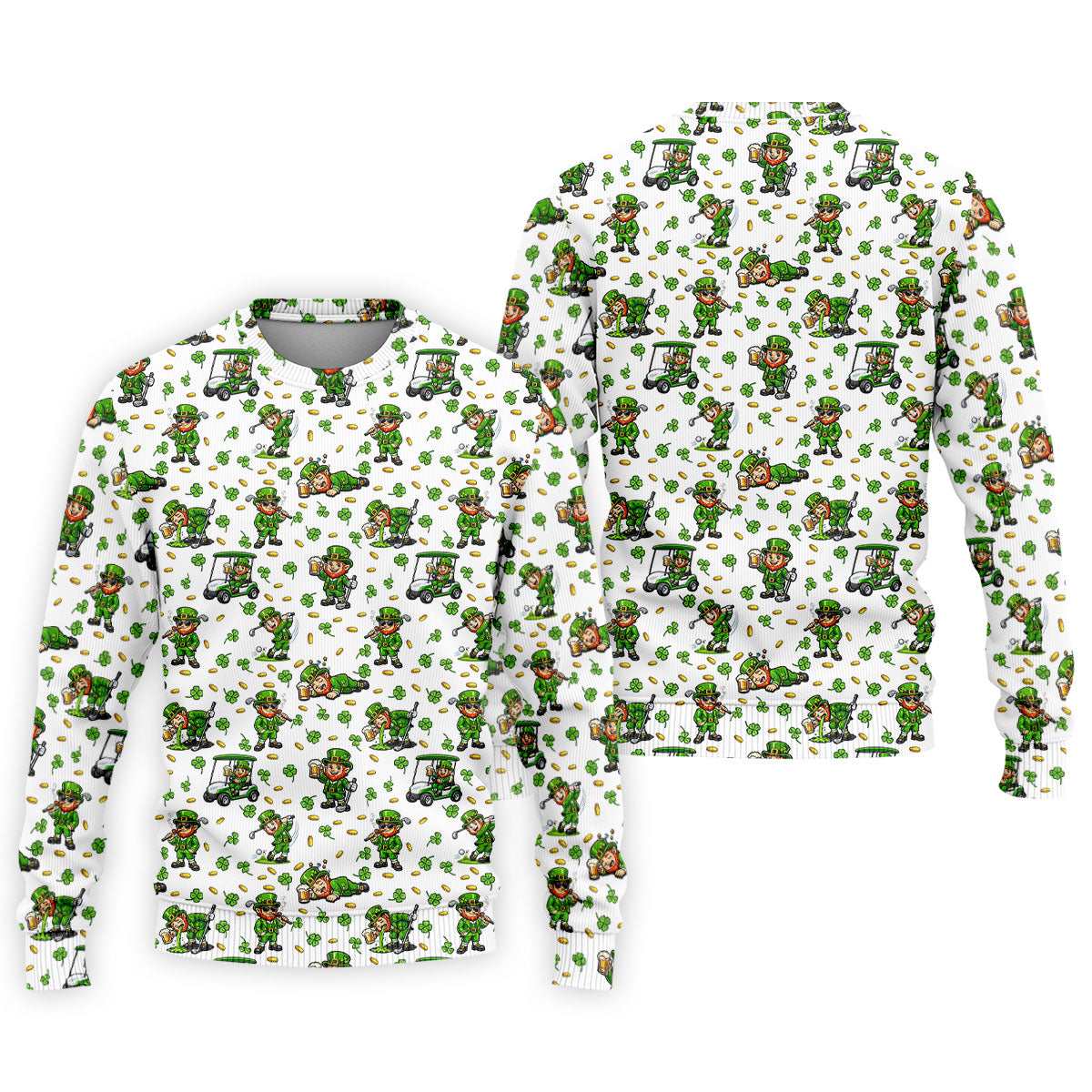 Funny Leprechaun Golf And Beer Shamrocks St Patrick's Day Golf Shirt, Golf Tops For Men, Polo For Men