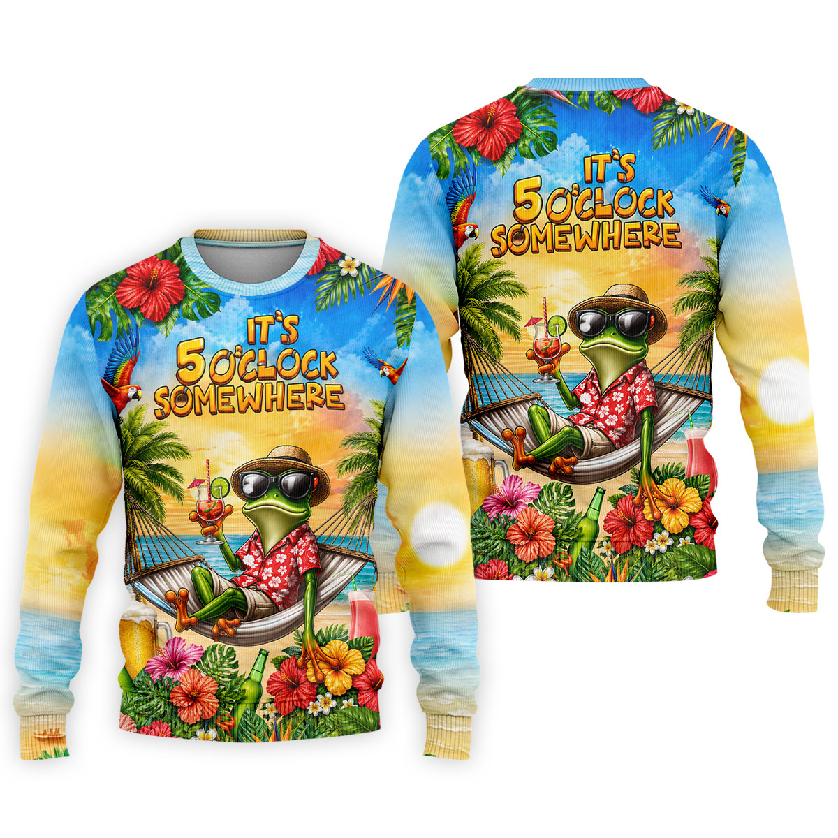 Frog Hammock 5 Oclock Somewhere Tropical Golf Shirt, Golf Shirts For Men, Mens Golf Apparel