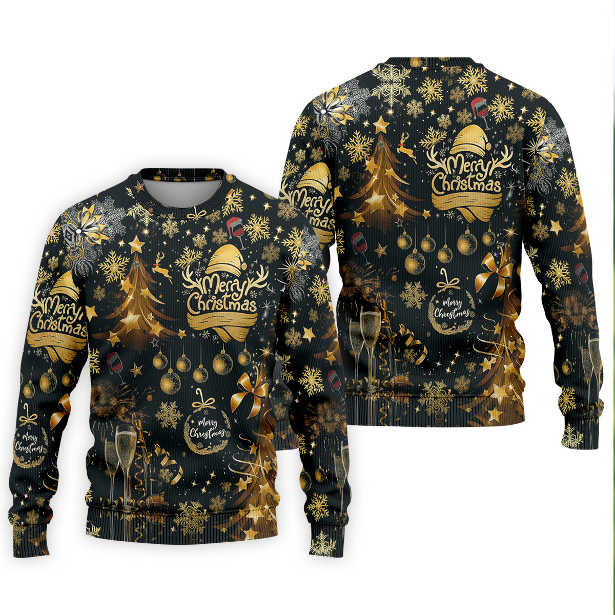Champagne Golden Merry Christmas Men's Golf Polo Shirtistmas Golf Shirt, Golf Gift For Men