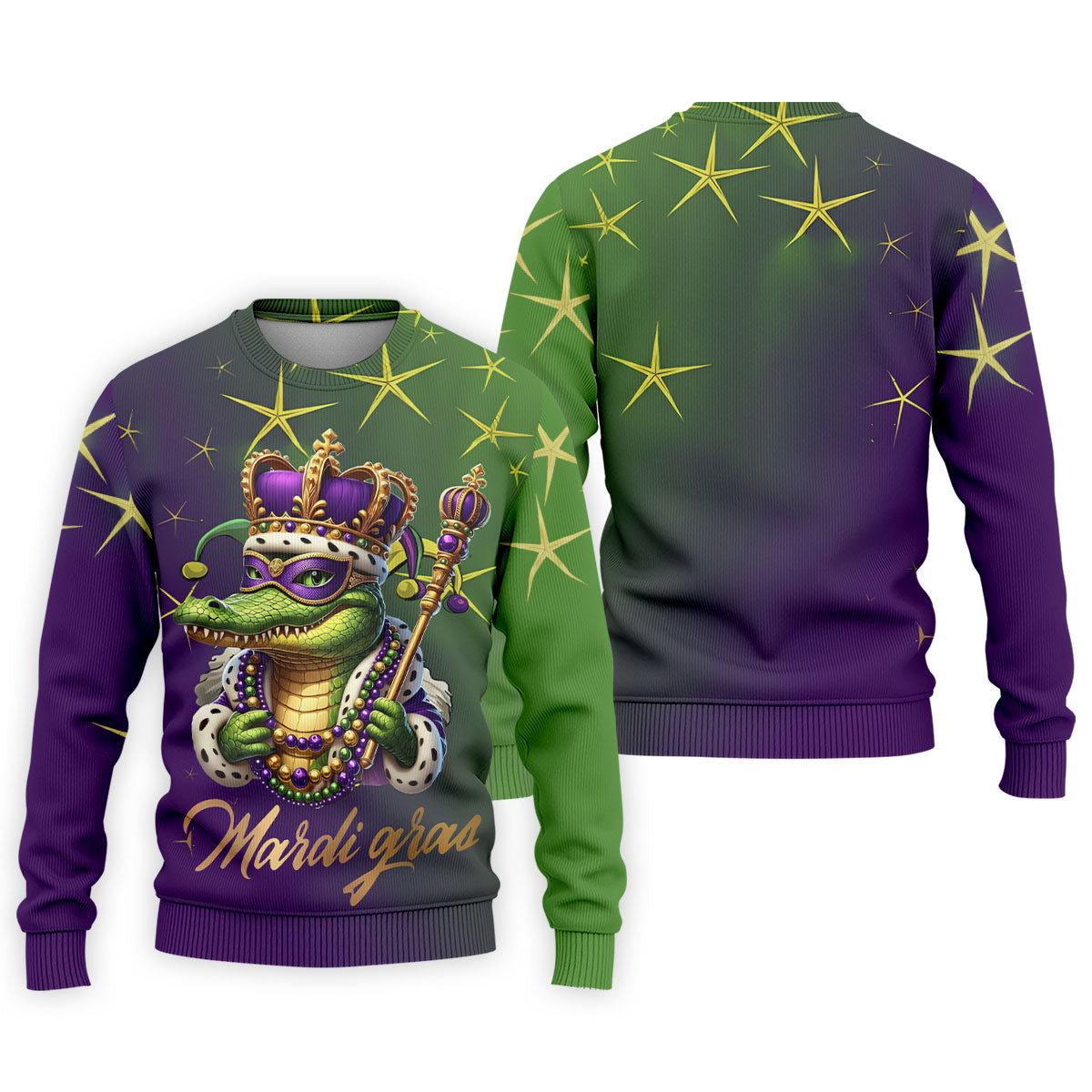 Mardi Gras Aligator Crown Mask Purple Green Gold Golf Tops For Men, Polo ShirtFor Men, Golf Shirts For Men