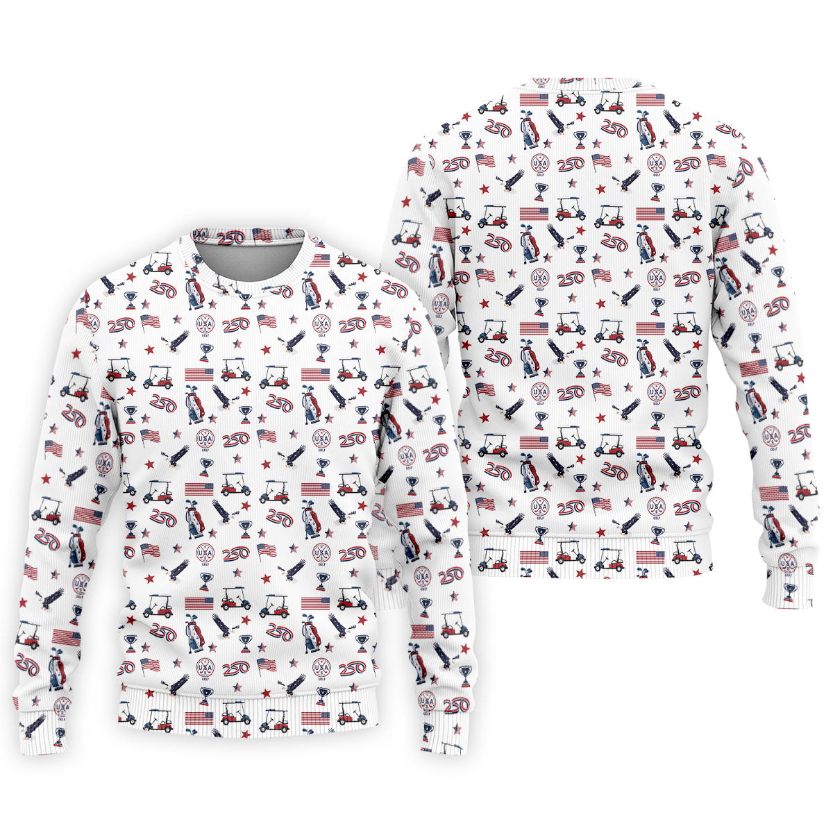250 Years Golf Pattern Patriotic Golf Shirt, Golf Tops For Men, 4th Of July Golf Shirts For Men