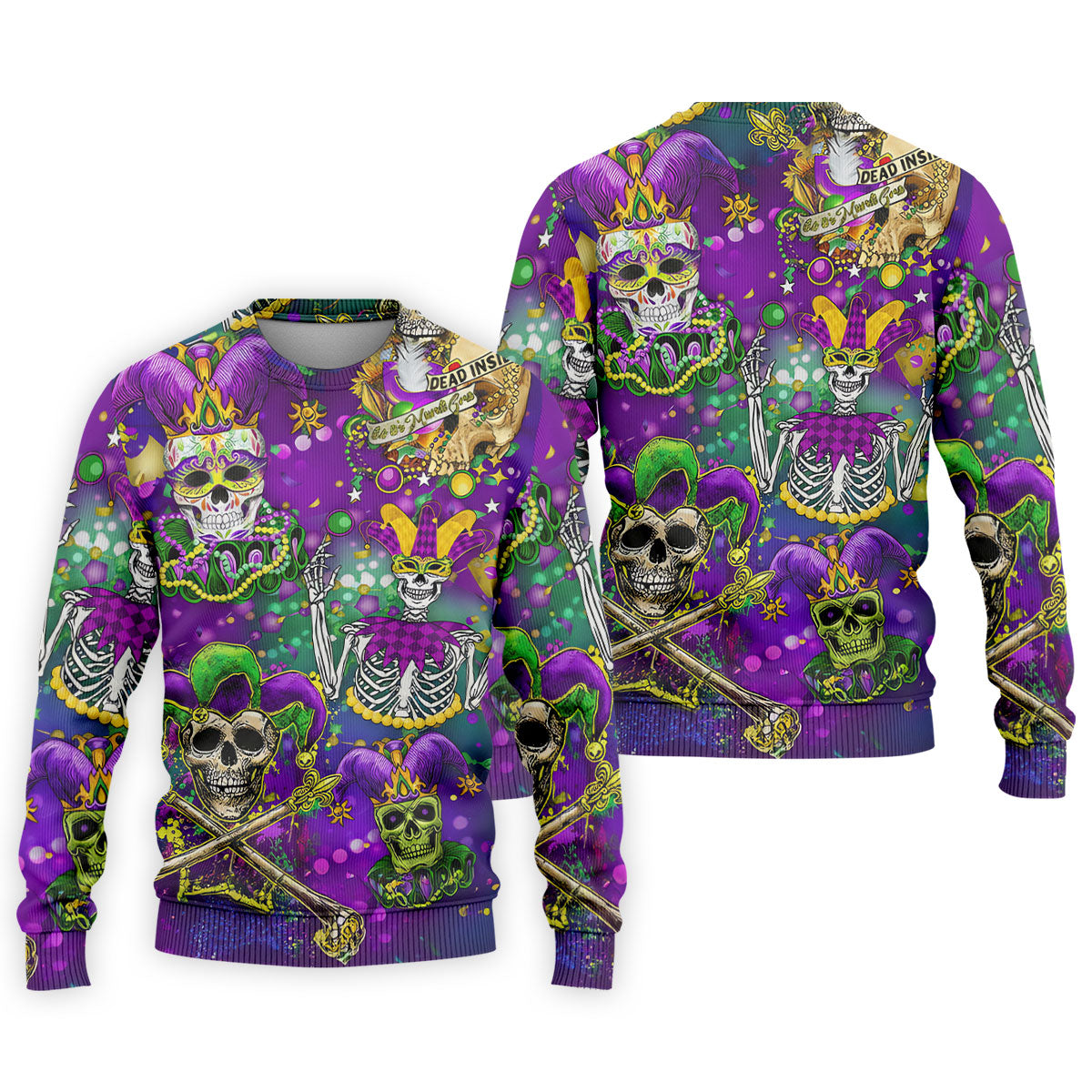 Dead Inside Mardi Gras Festival Skull Purple Green Gold Polo ShirtFor Men, Golf Shirts For Men
