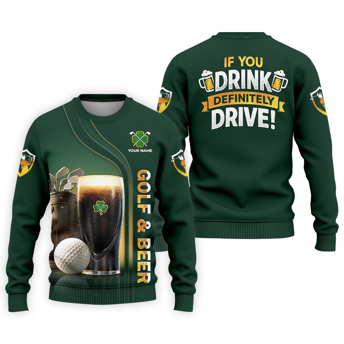 If You Drink Definitely Drive Golf And Beer Black Beer St Patrick's Day Green Golf Tops For Men, Golf Shirts For Men