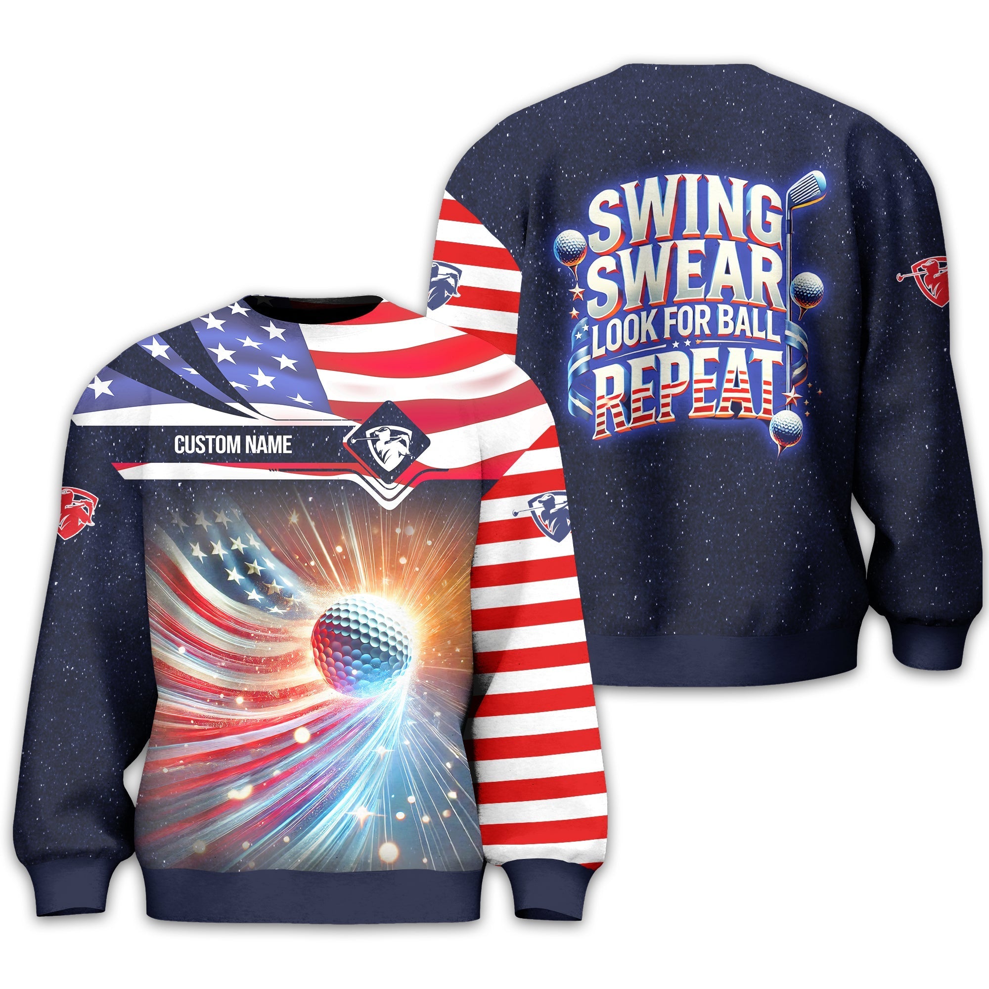 Swing Swear Look For Ball Repeat, Personalized Golf Shirt, Cool Golf Gifts