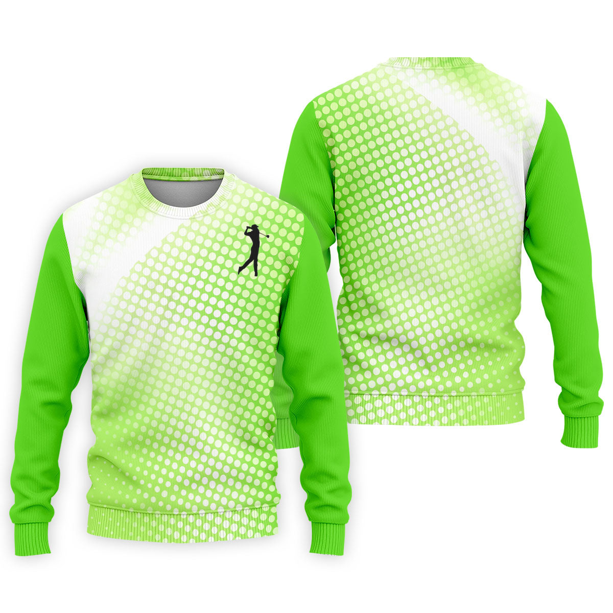 Green White Gradient Polka Dot Golf Shirt, Polo Shirtor Men, Golf Shirts For Men