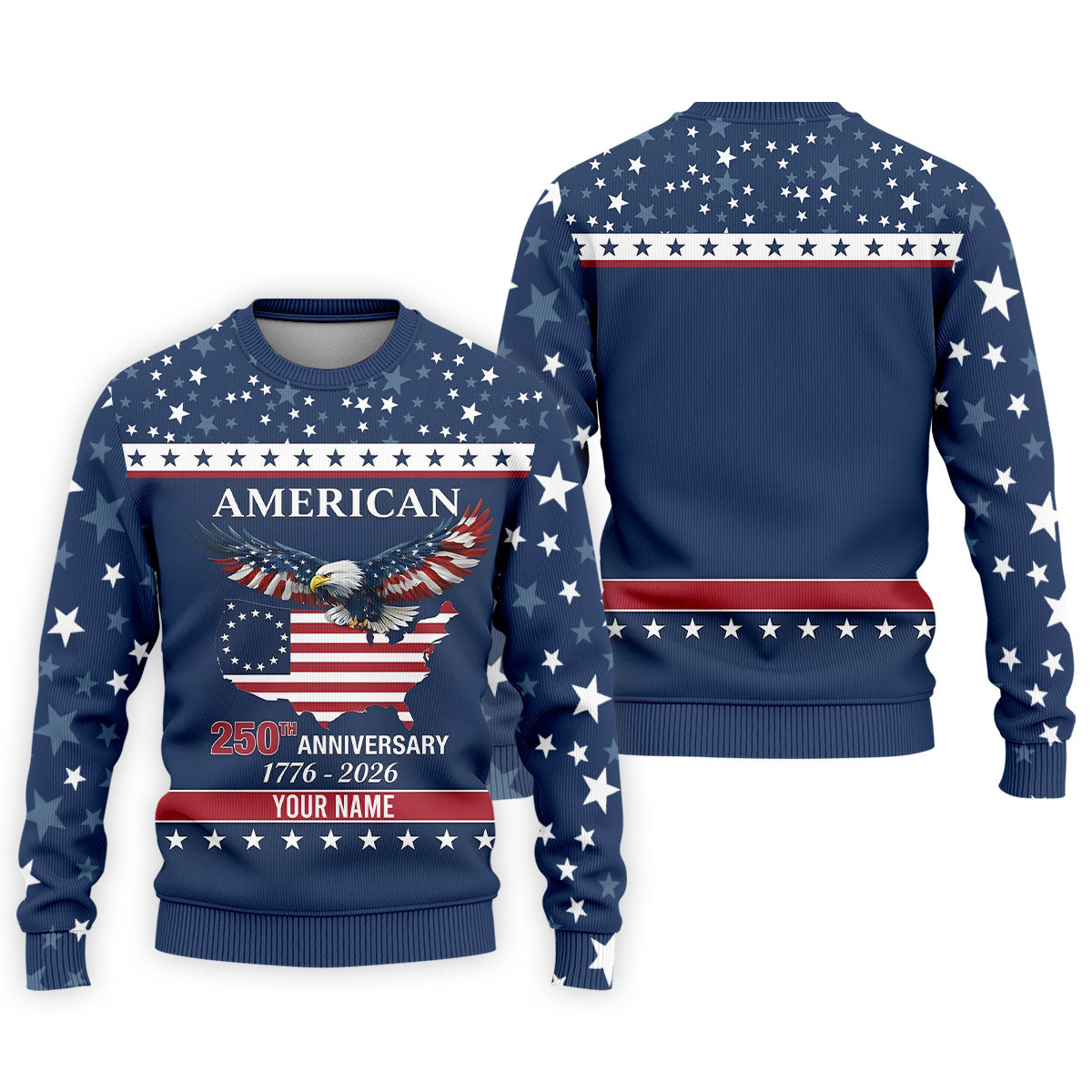 American Bald Eagle 250th Anniversary Patriotic Stars Golf Shirt, 4th Of July Golf Shirts For Men