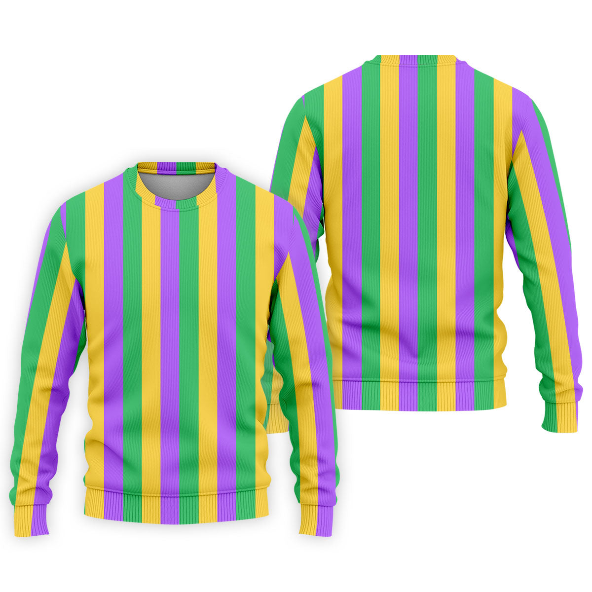 Green Gold Purple Vertical Stripe Mardi Gras Golf Shirt, Polo ShirtFor Men, Golf Shirts For Men