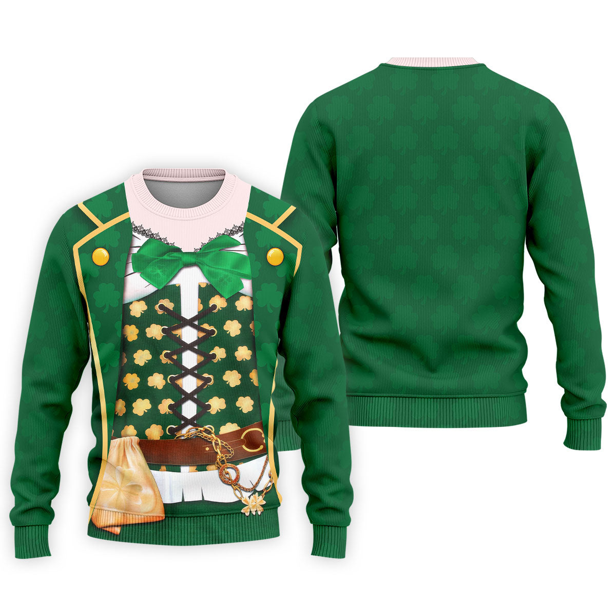 St Patrick's Day Green Leprechaun Costume Print Golf Shirt, Men's Golf Shirt, Golf Gift For Men