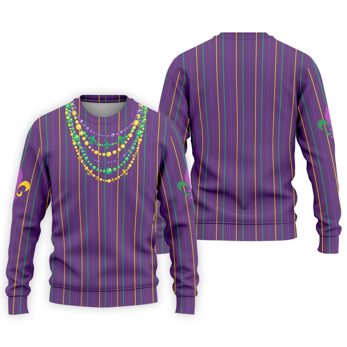 Mardi Gras Beads Necklaces Print Purple Golf Shirt, Golf Tops For Men, Polo ShirtFor Men, Golf Shirts For Men