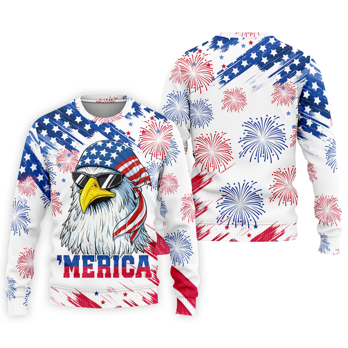 Cool Bald Eagle 4th Of July American Flag Pattern Golf Shirts For Men, 250th Anniversary Patriotic Golf Shirt