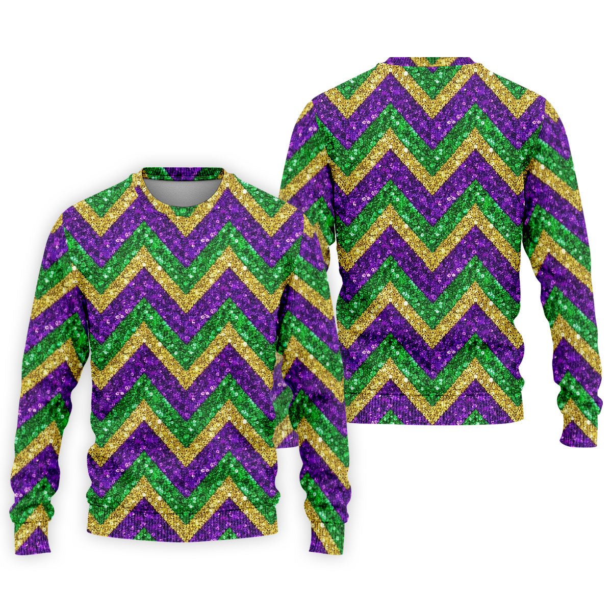 Mardi Gras Purple Gold Green Zigzag Pattern Glitter Print Golf Tops For Men, Polo ShirtFor Men, Golf Shirts For Men