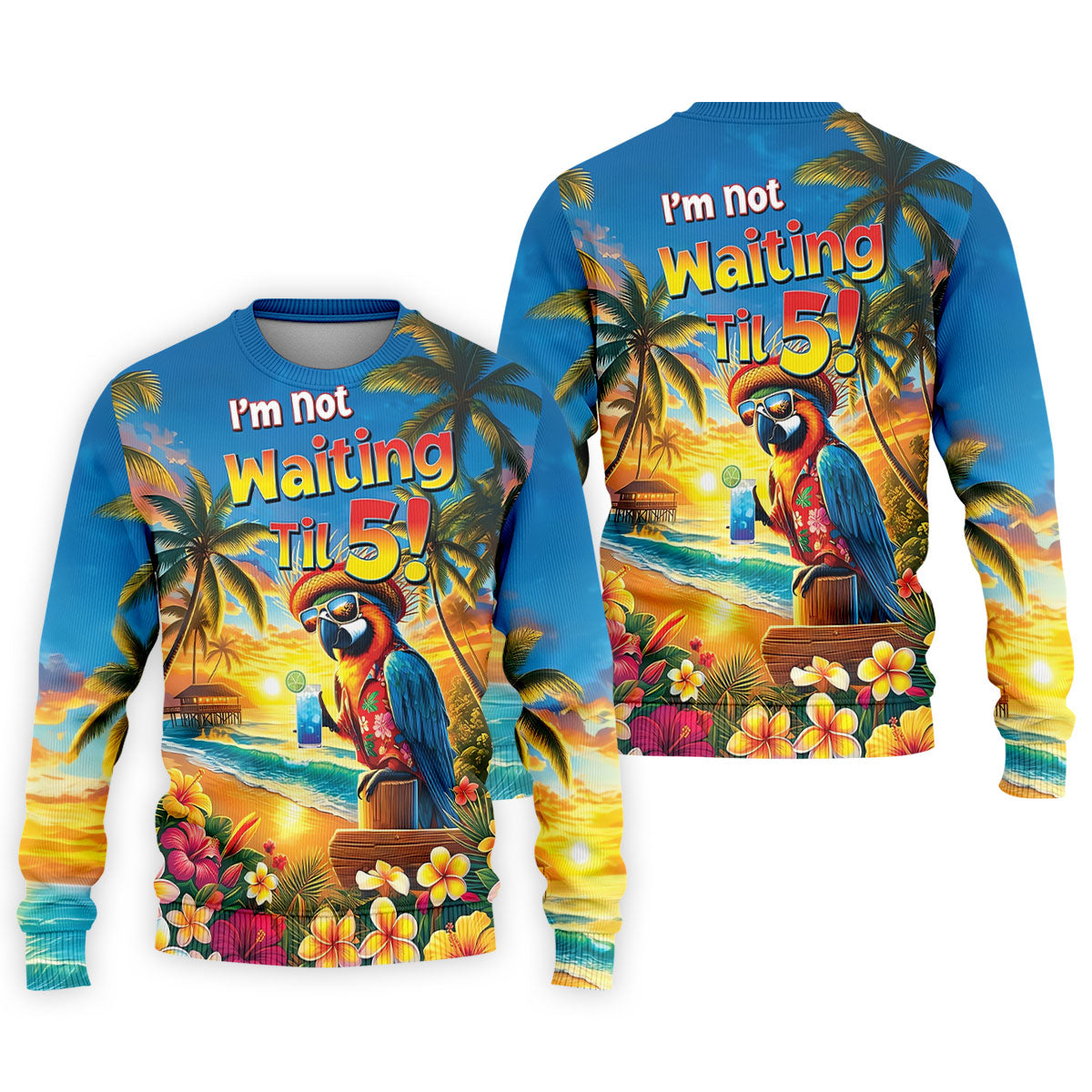 I'm Not Waiting Til 5 Funny Parrot Hawaiian Golf Shirt, Men's Golf Shirt, Polo Shirts For Men
