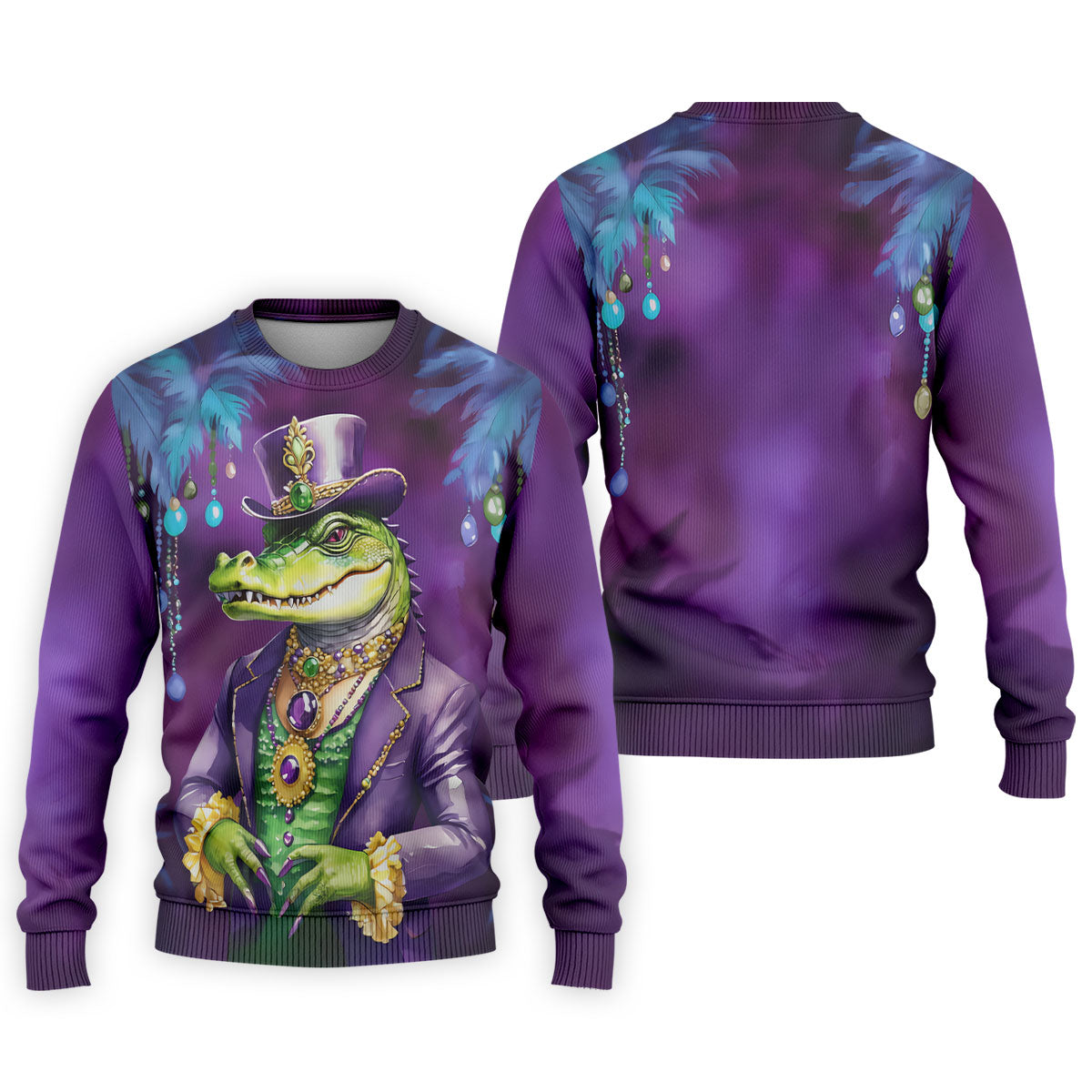 Mardi Gras Alligator Purple Golf Shirt, Men's Funny Golf Shirts, Polo ShirtFor Men, Golf Shirts For Men