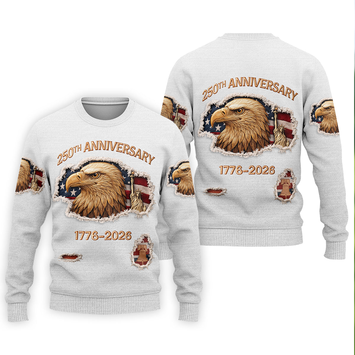 250th Anniversary 1776-2026 American Flag And Eagle Golf Tops For Men, Patriotic Golf Shirt, Golf Shirts For Men