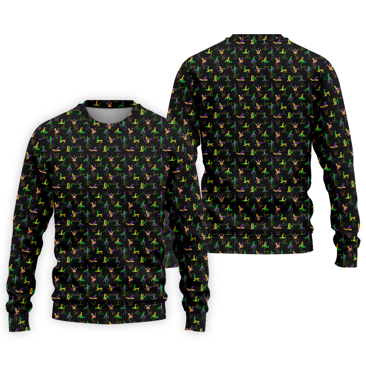Naughty Position Stick Figure Couple Mardi Gras Black Golf Shirt, Polo ShirtFor Men, Golf Shirts For Men