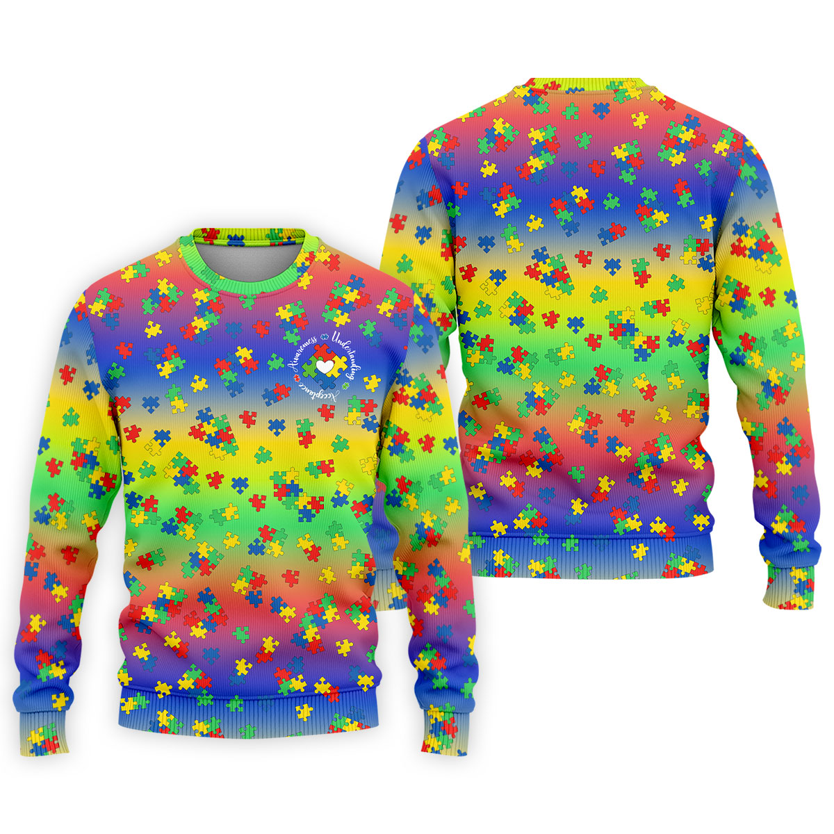 Acceptance Awareness Understanding Autism Puzzle Rainbow Gradient Golf Tops For Men, Golf Shirts For Men