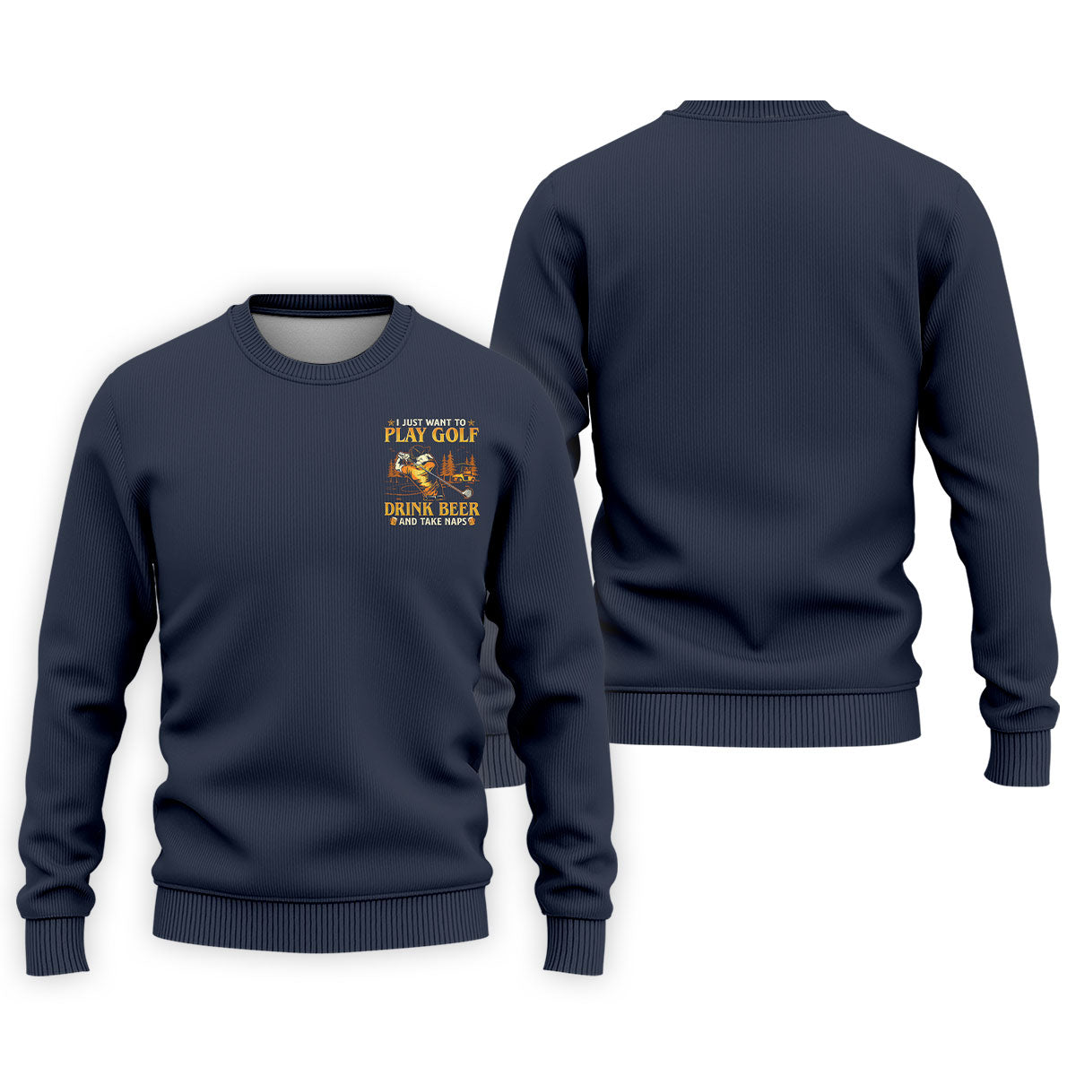 I Just Want To Play Golf Drink Beer And Take Naps Navy Golf Shirt, Men's Funny Golf Shirts