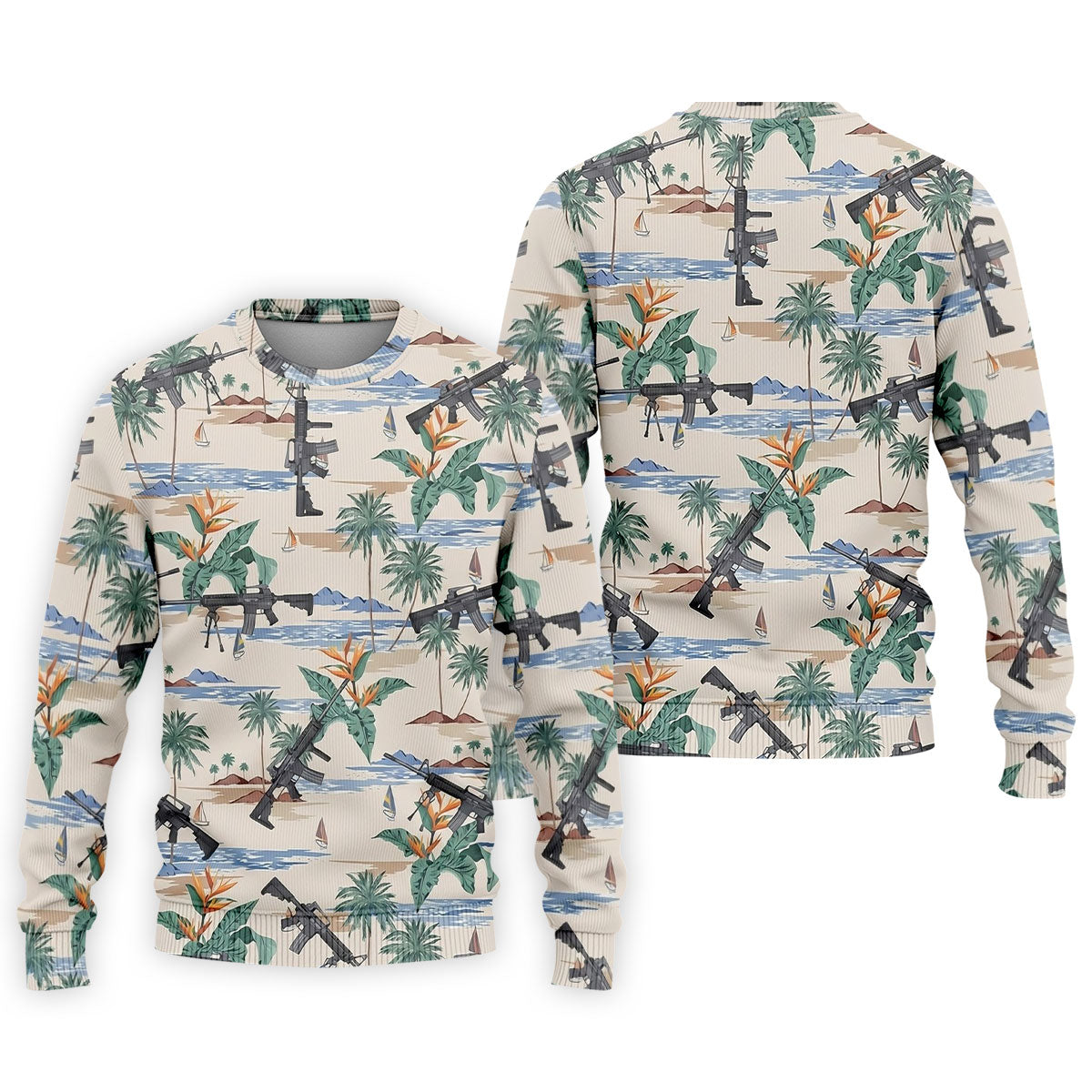 Hawaiian Palm Tree With Army Theme Golf Shirts For Men, Polo ShirtFor Men, Golfing Apparel