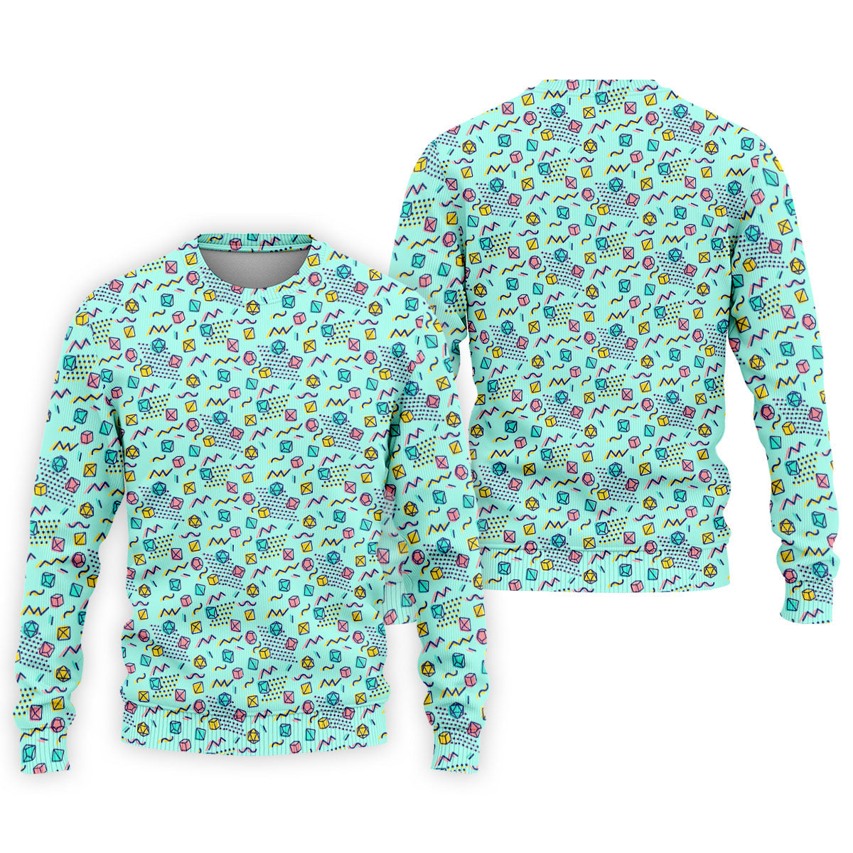 90s Dice Memphis Style Light Mint Green Cute Golf Shirt, Polo ShirtFor Men, Golf Shirts For Men